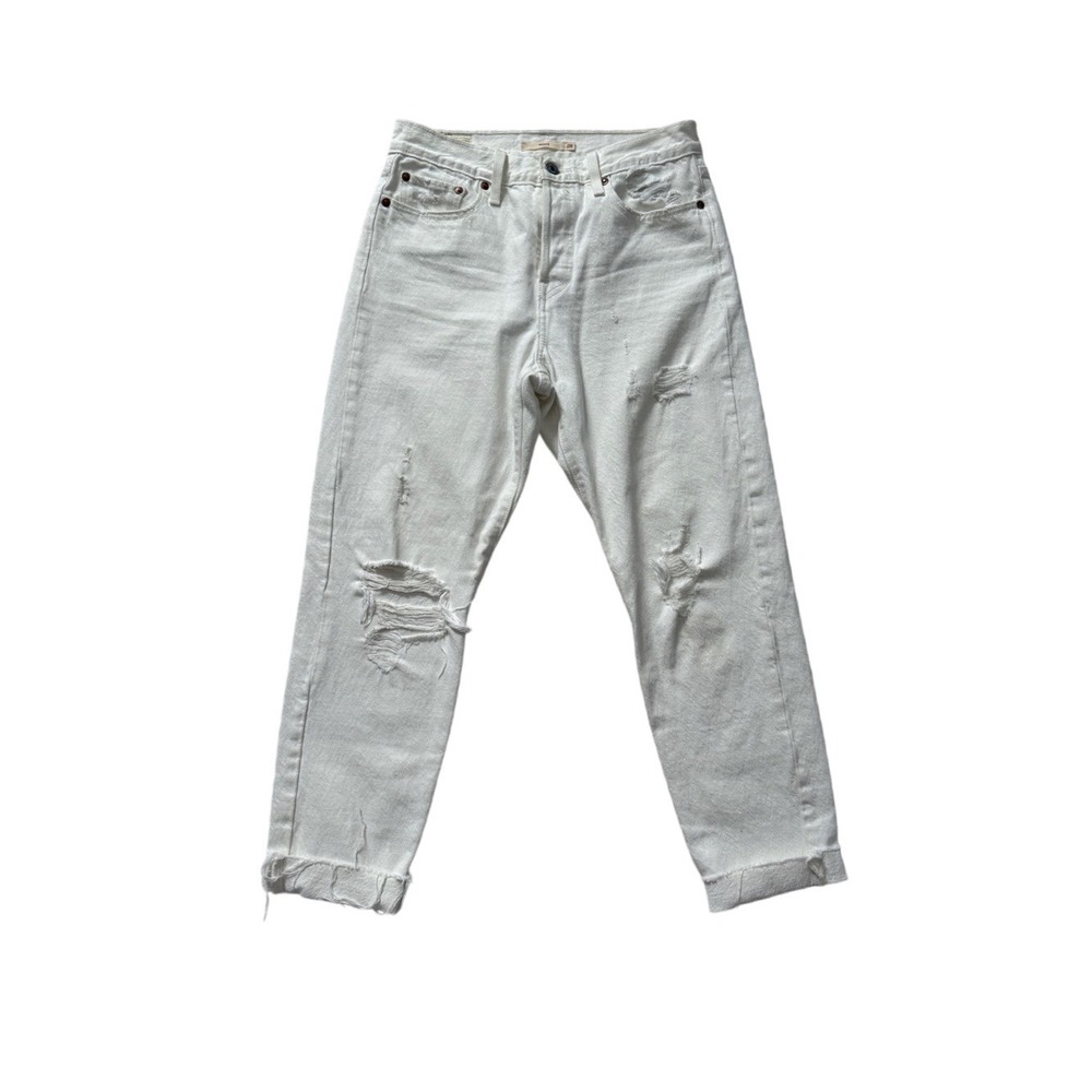 The Levi's White Distressed Wedgie Icon Fit Ankle Jeans 28 Minimalist Clean Girl